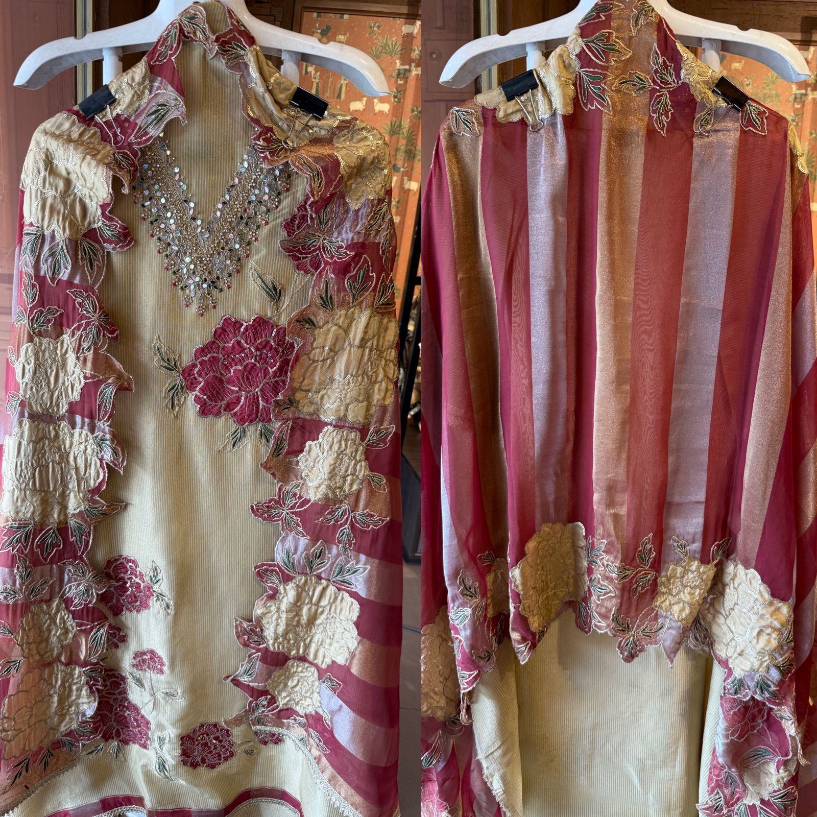 Striped organza fabric Suit