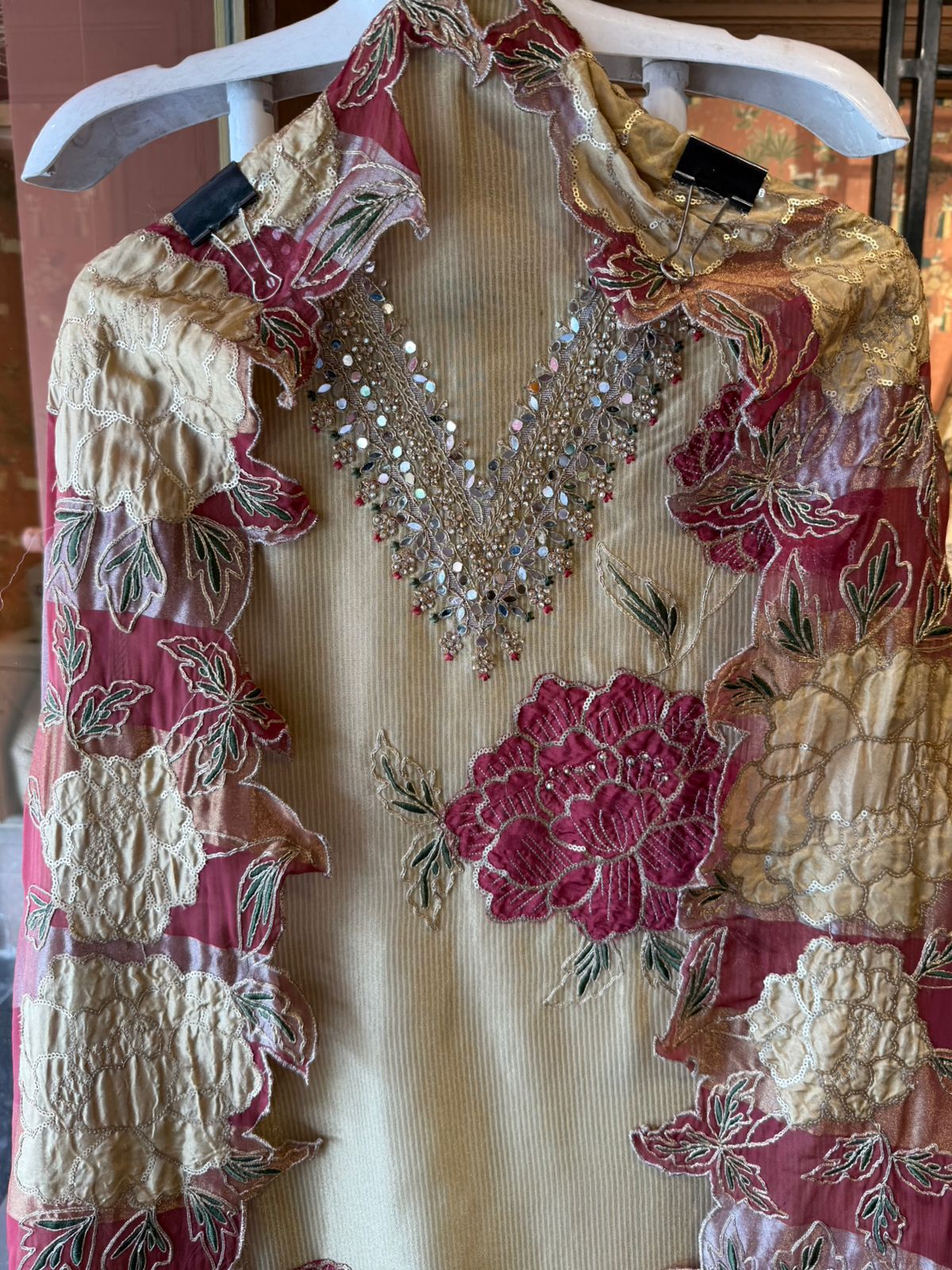 Striped organza fabric Suit