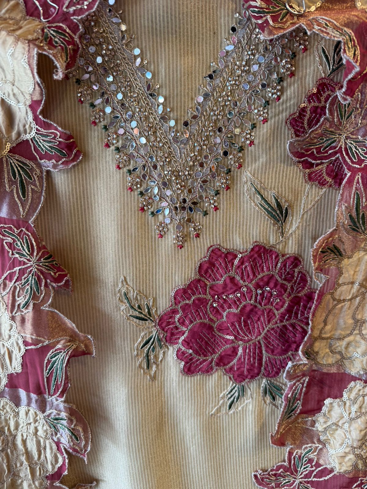 Striped organza fabric Suit