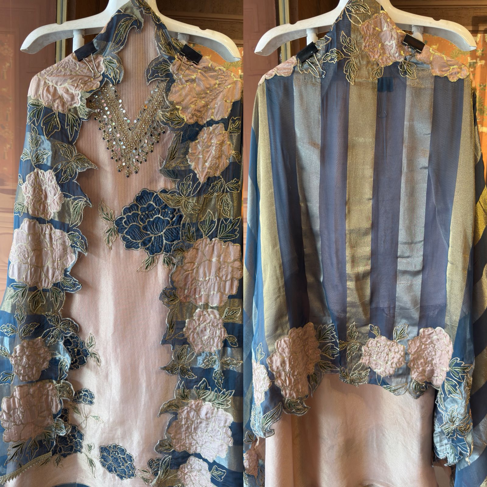 Striped organza fabric Suit