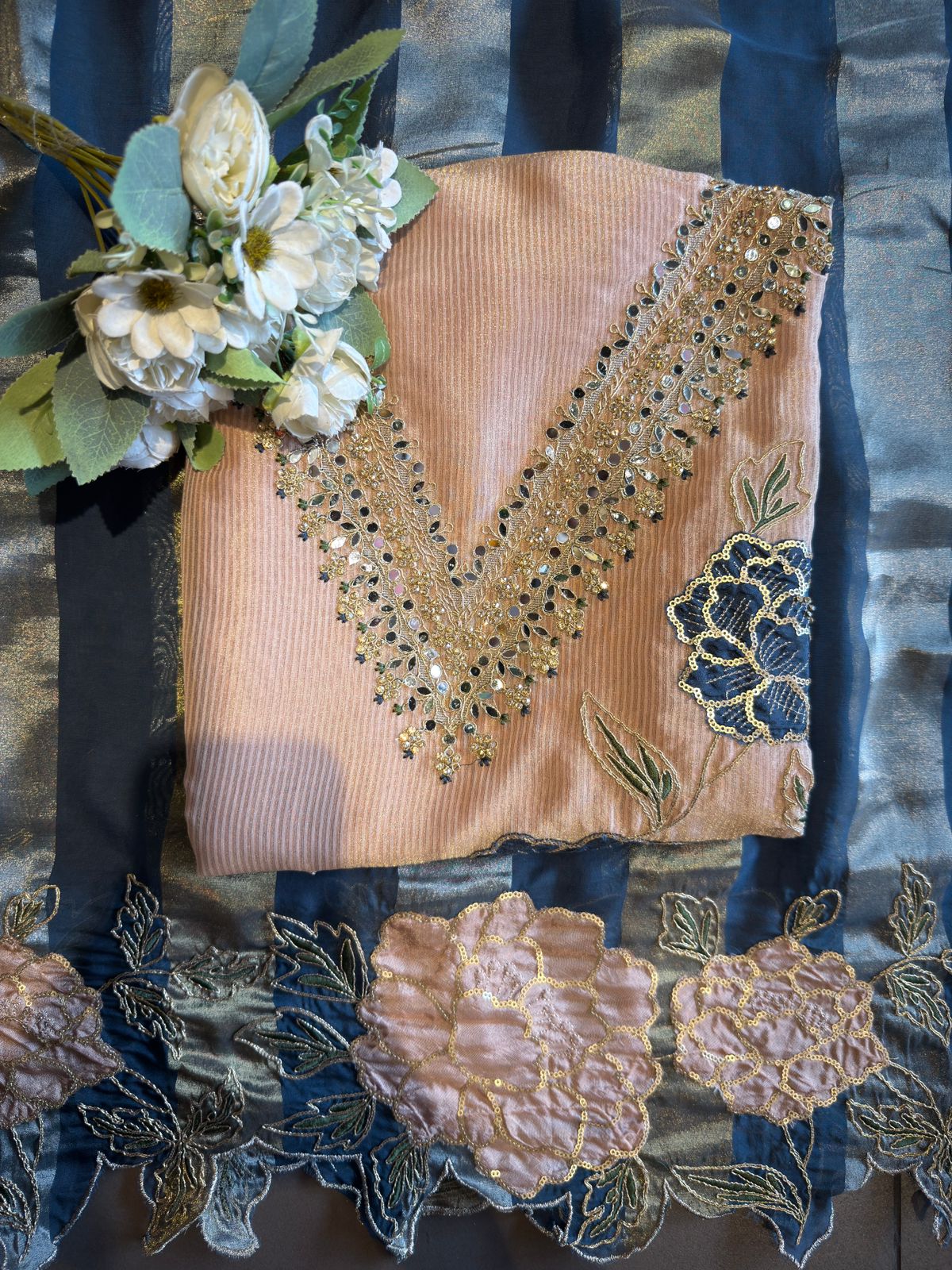 Striped organza fabric Suit