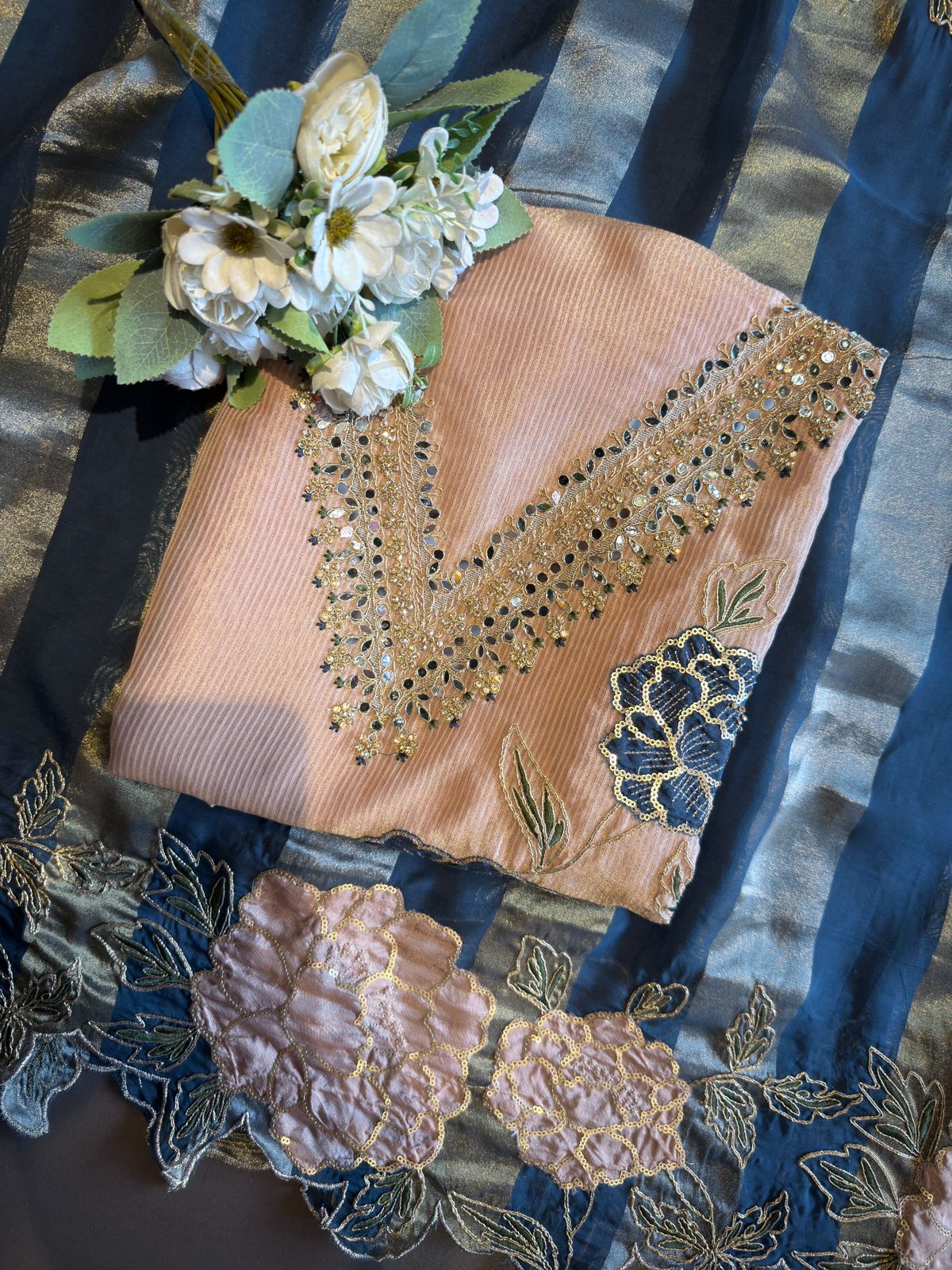 Striped organza fabric Suit