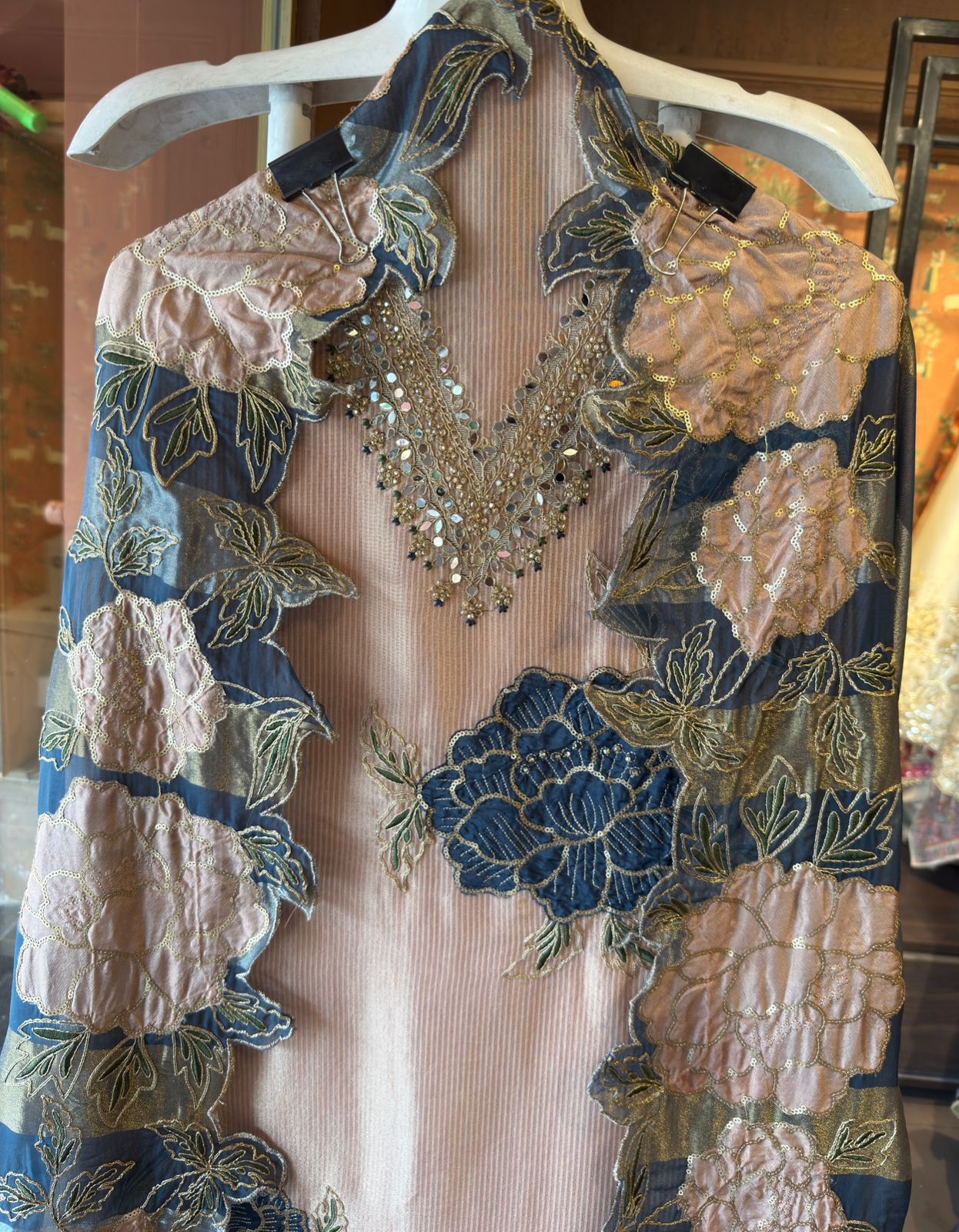 Striped organza fabric Suit