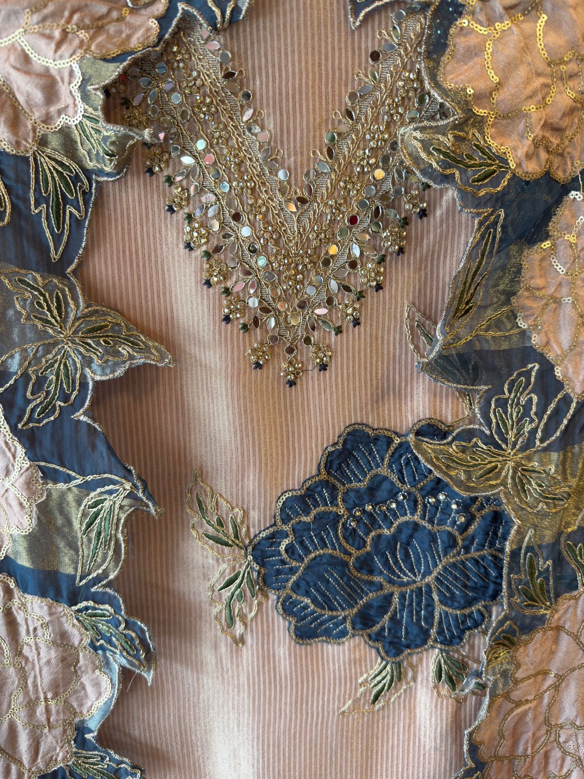 Striped organza fabric Suit