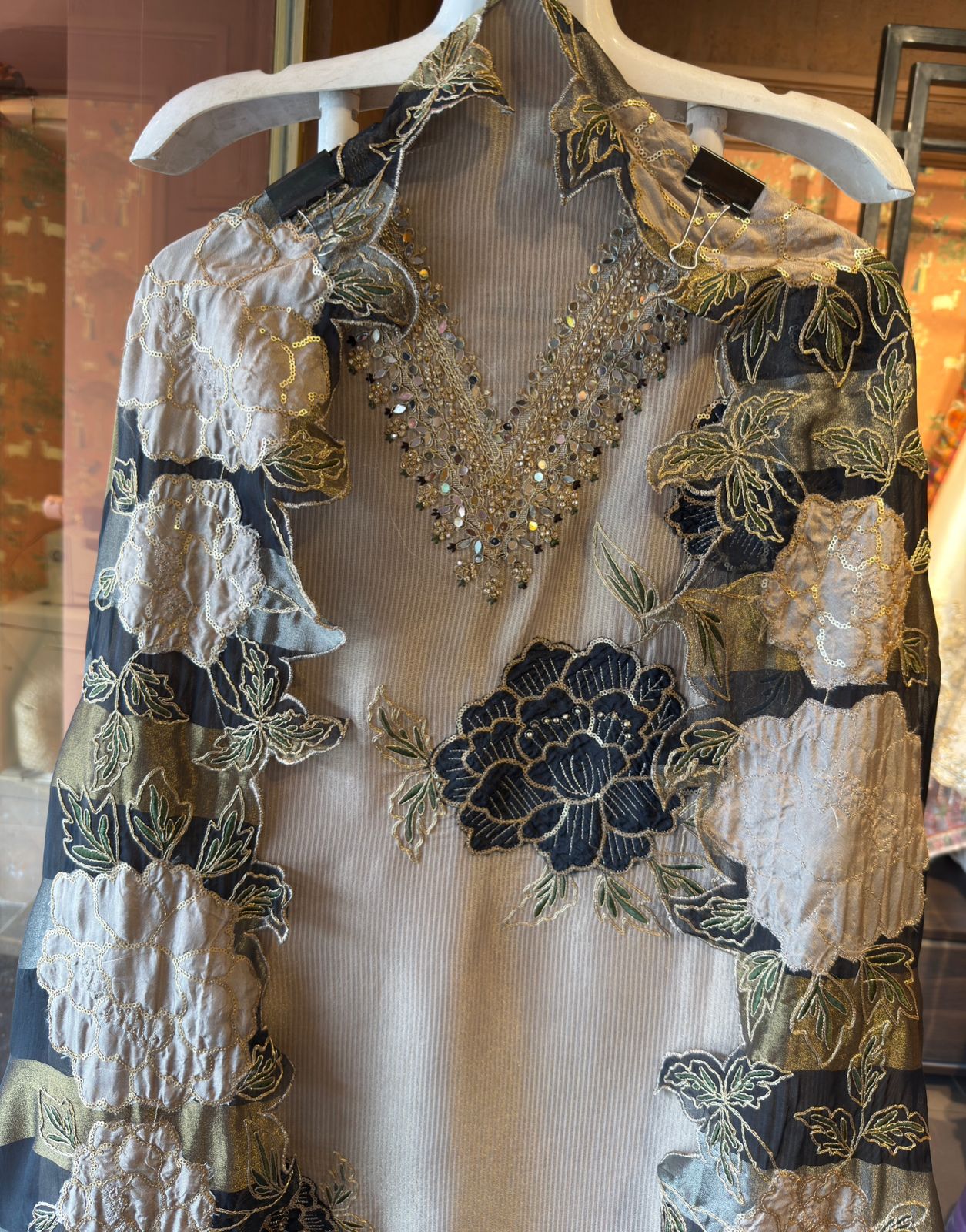 Striped organza fabric Suit