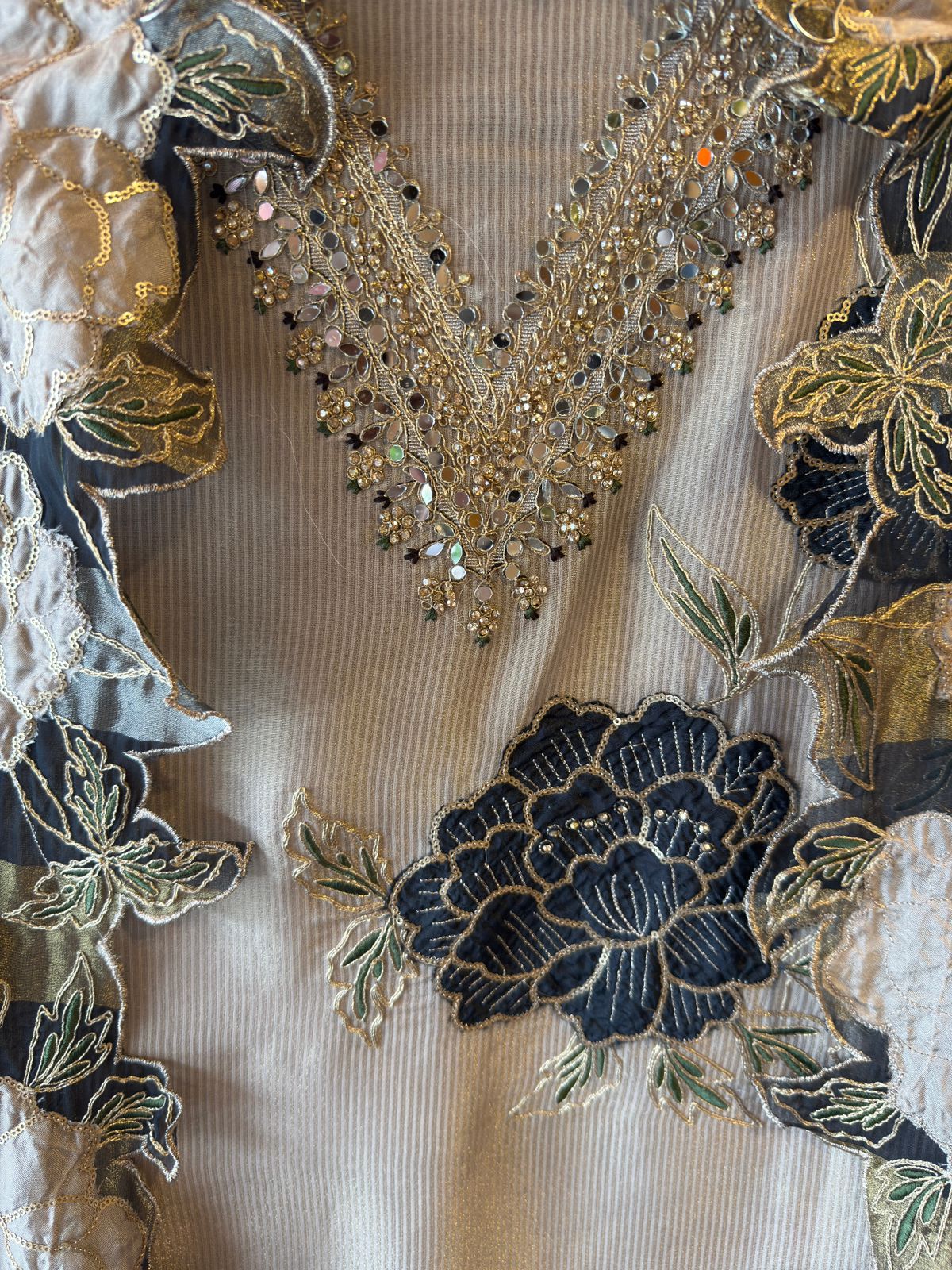 Striped organza fabric Suit