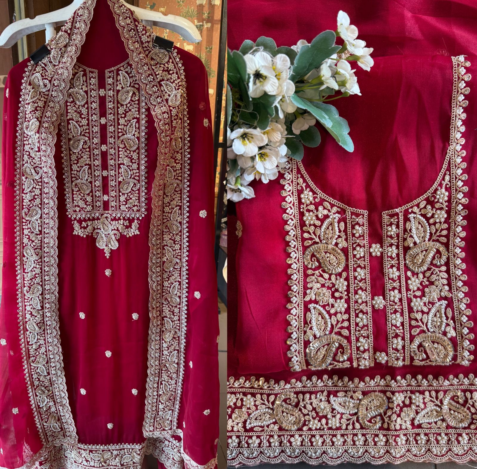 Traditional embroidered Unstitched suit