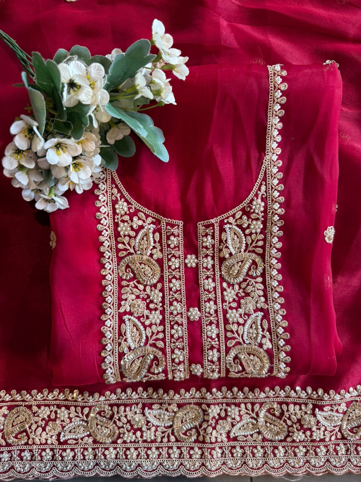 Traditional embroidered Unstitched suit