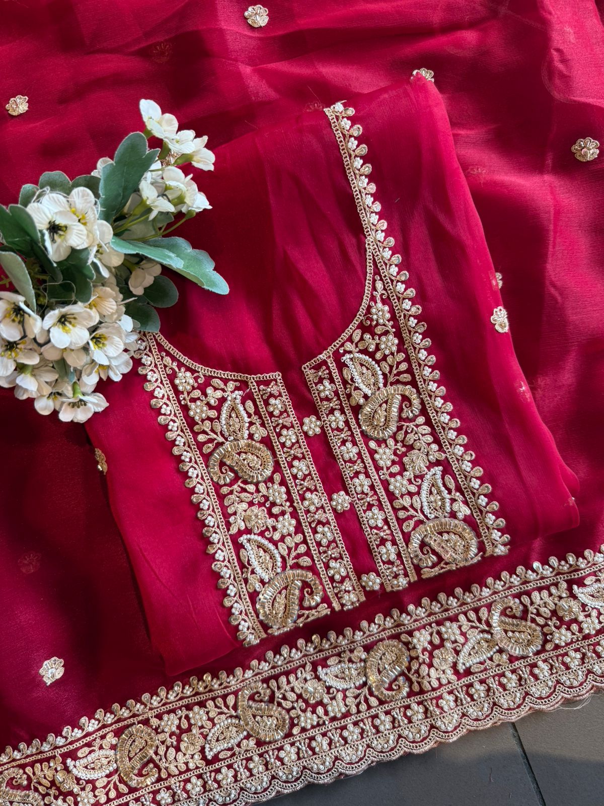 Traditional embroidered Unstitched suit