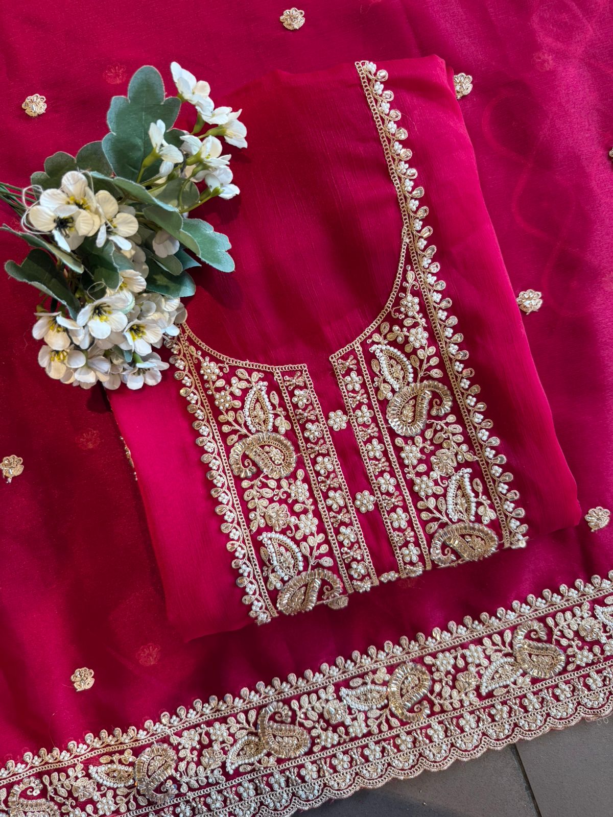 Traditional embroidered Unstitched suit