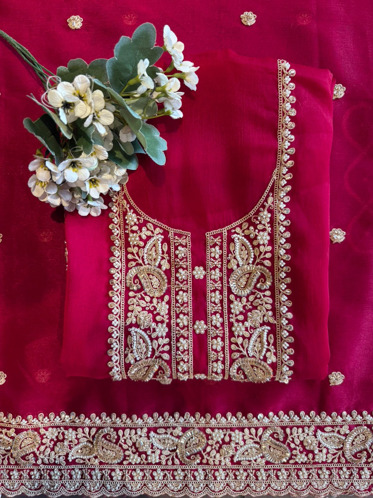 Traditional embroidered Unstitched suit