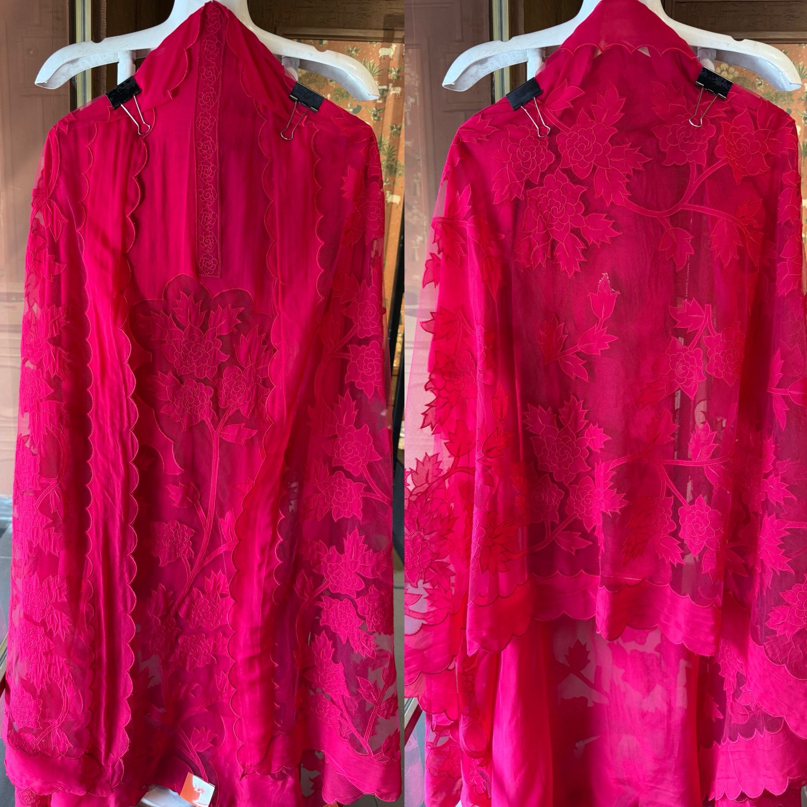 Soft organza unstitched Kurta