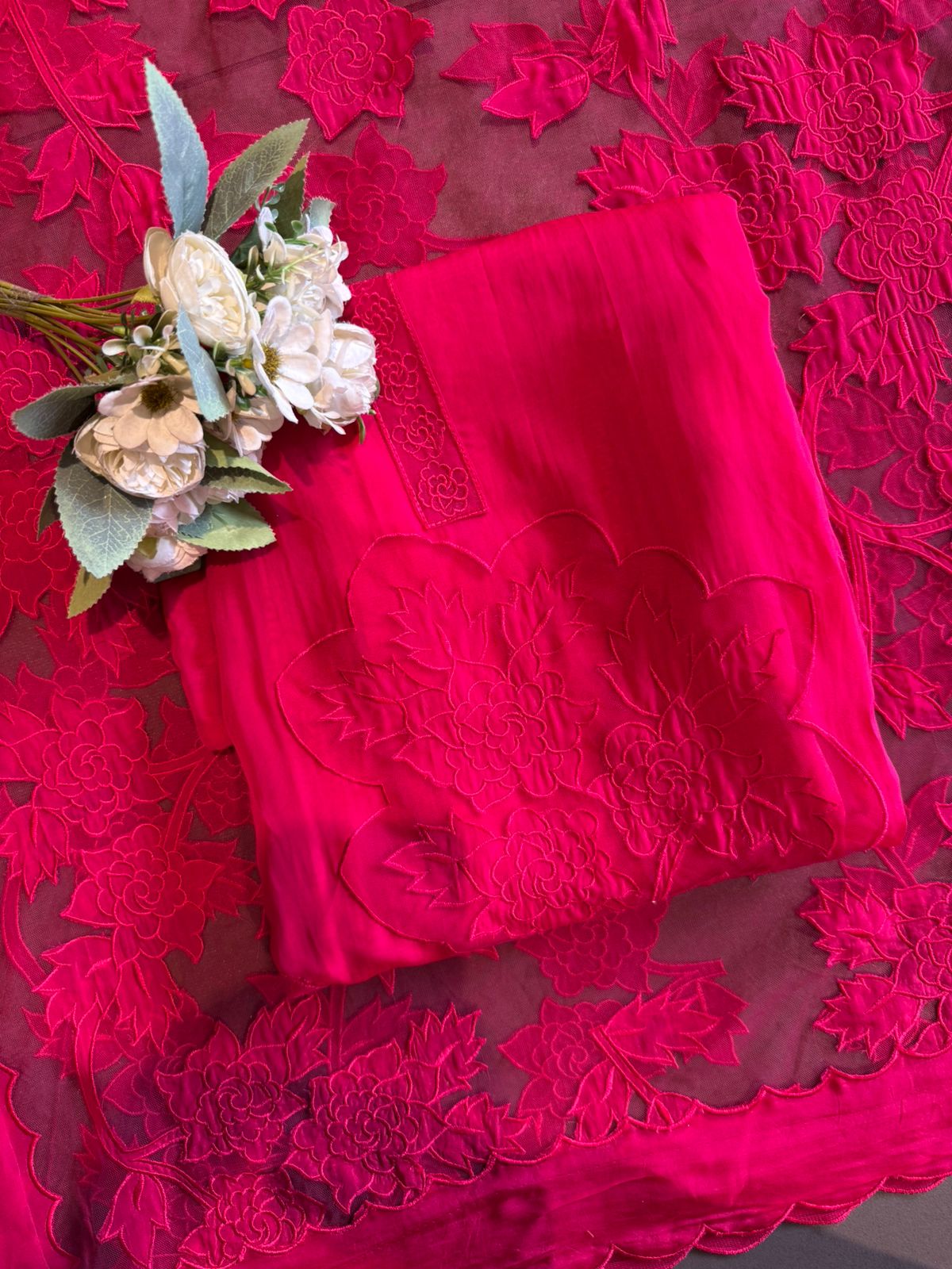 Soft organza unstitched Kurta