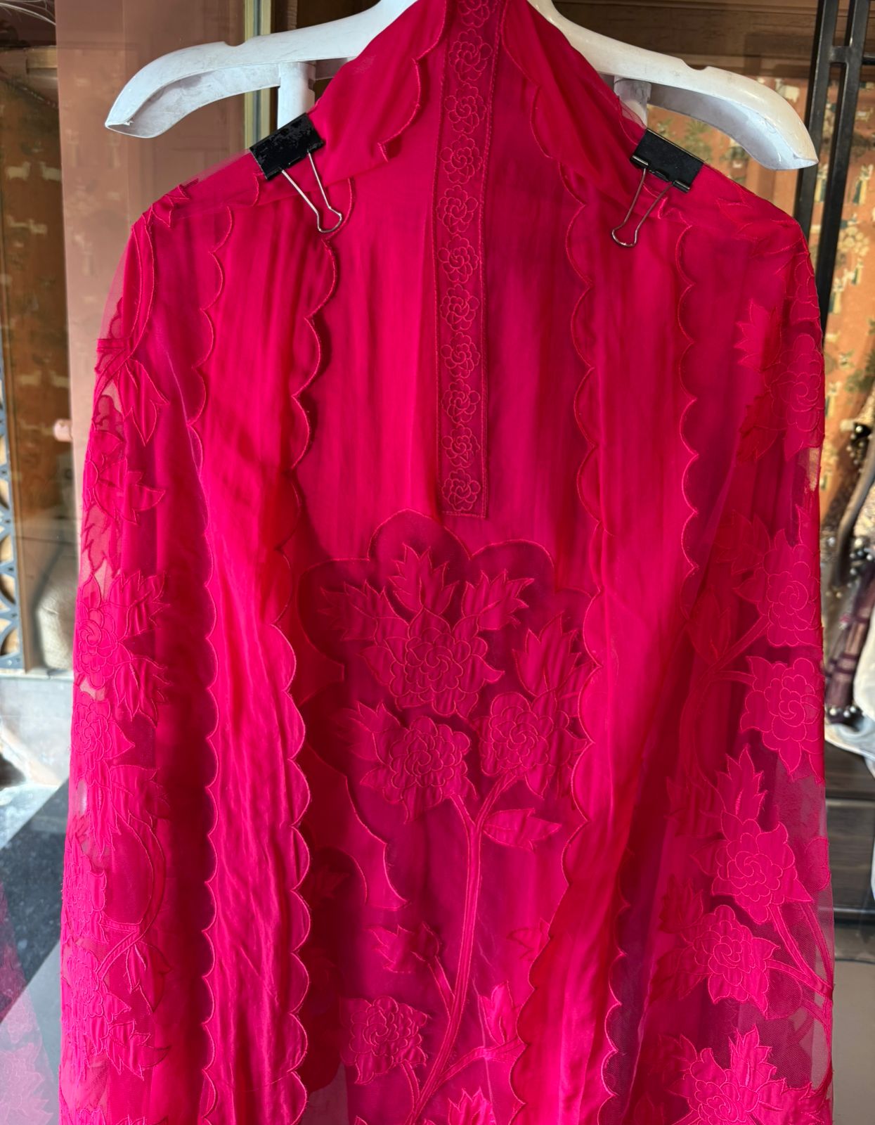 Soft organza unstitched Kurta