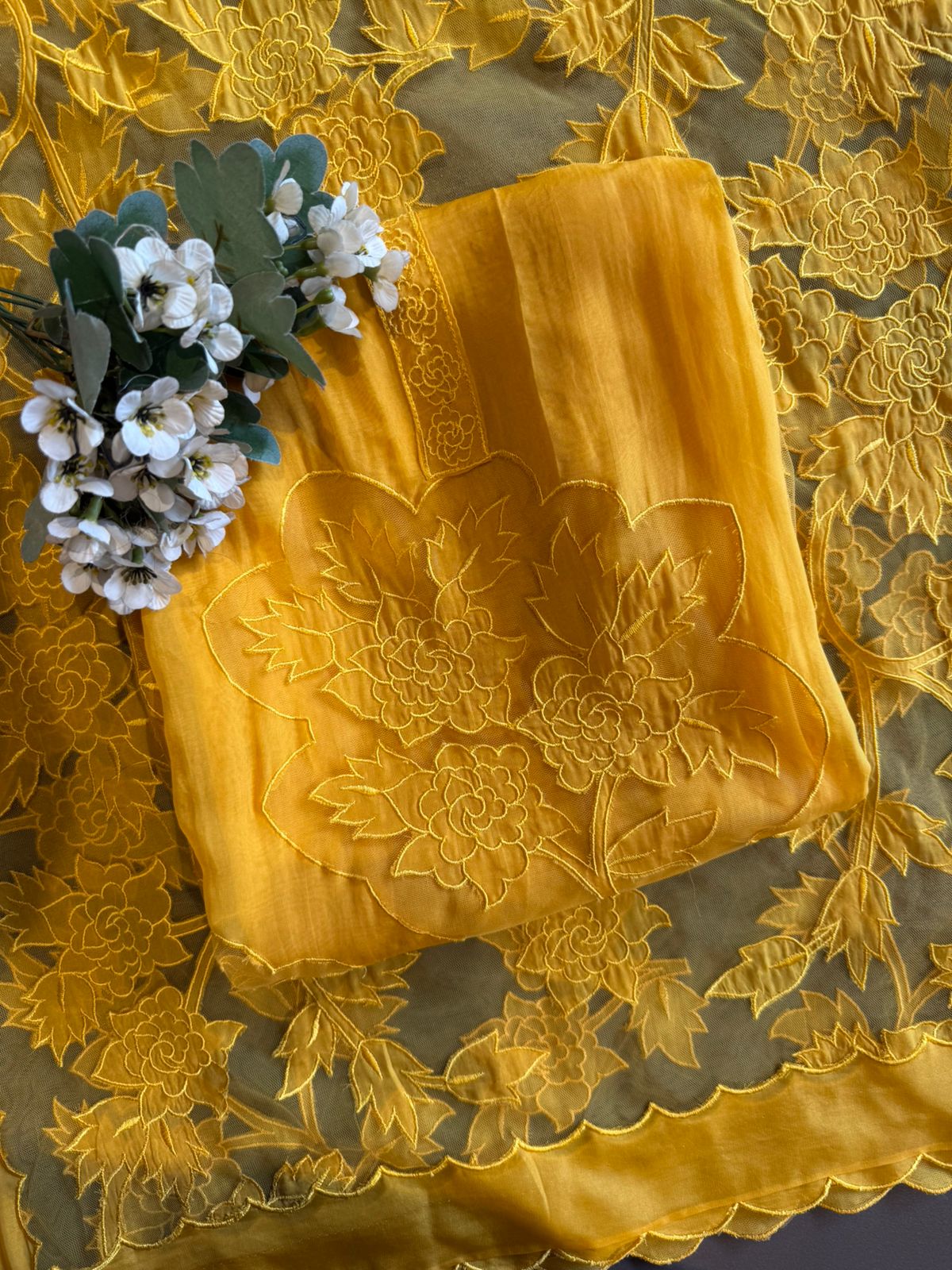 Soft organza unstitched Kurta