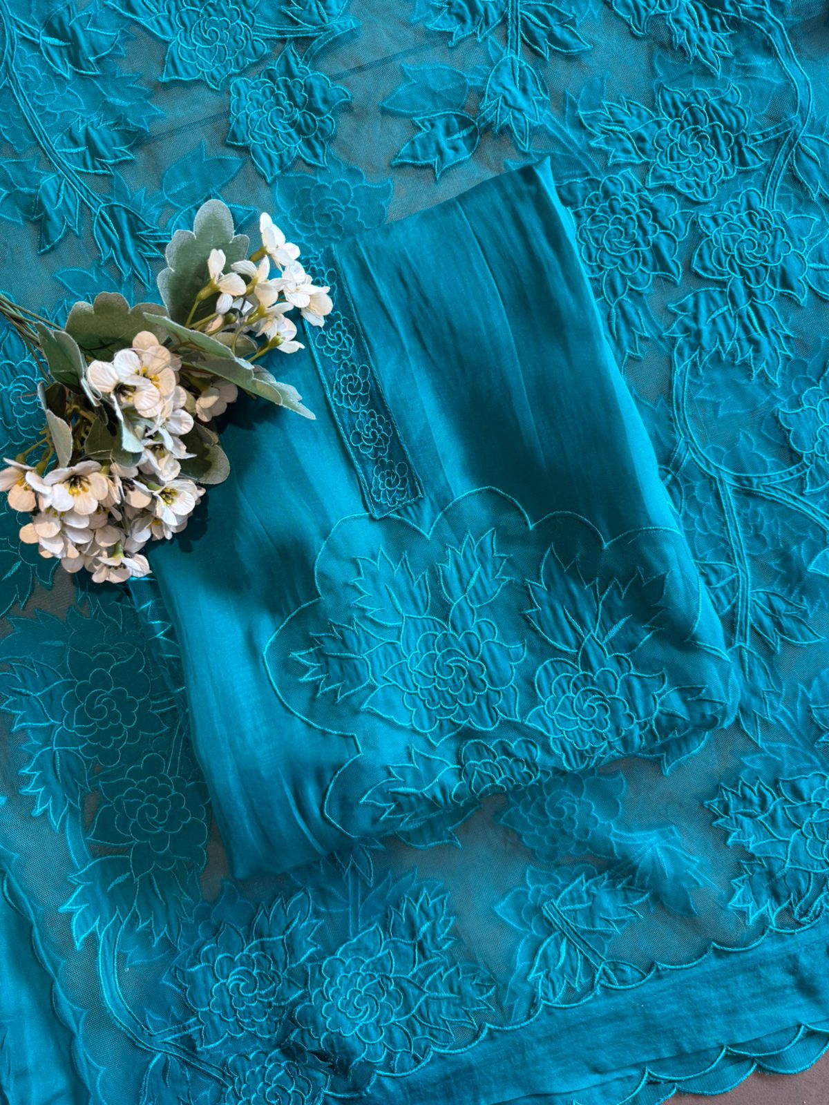 Soft organza unstitched Kurta