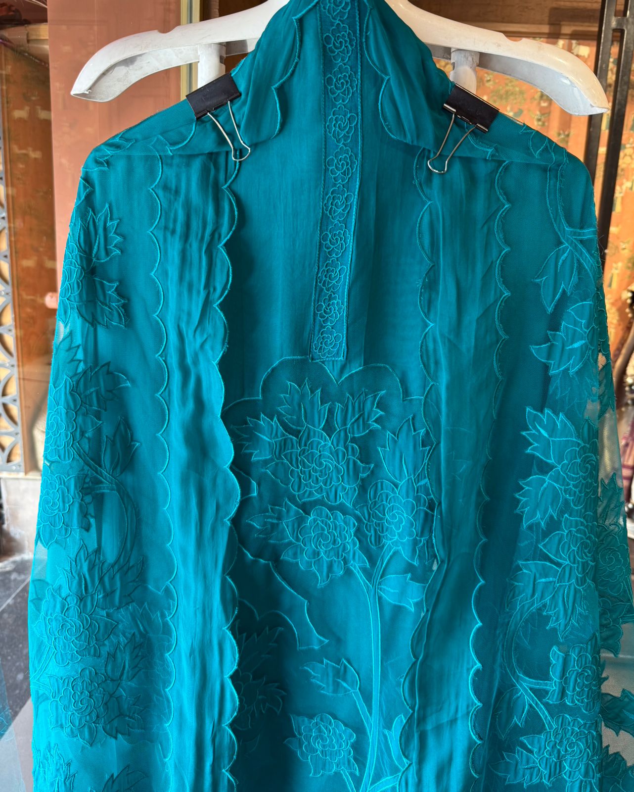 Soft organza unstitched Kurta