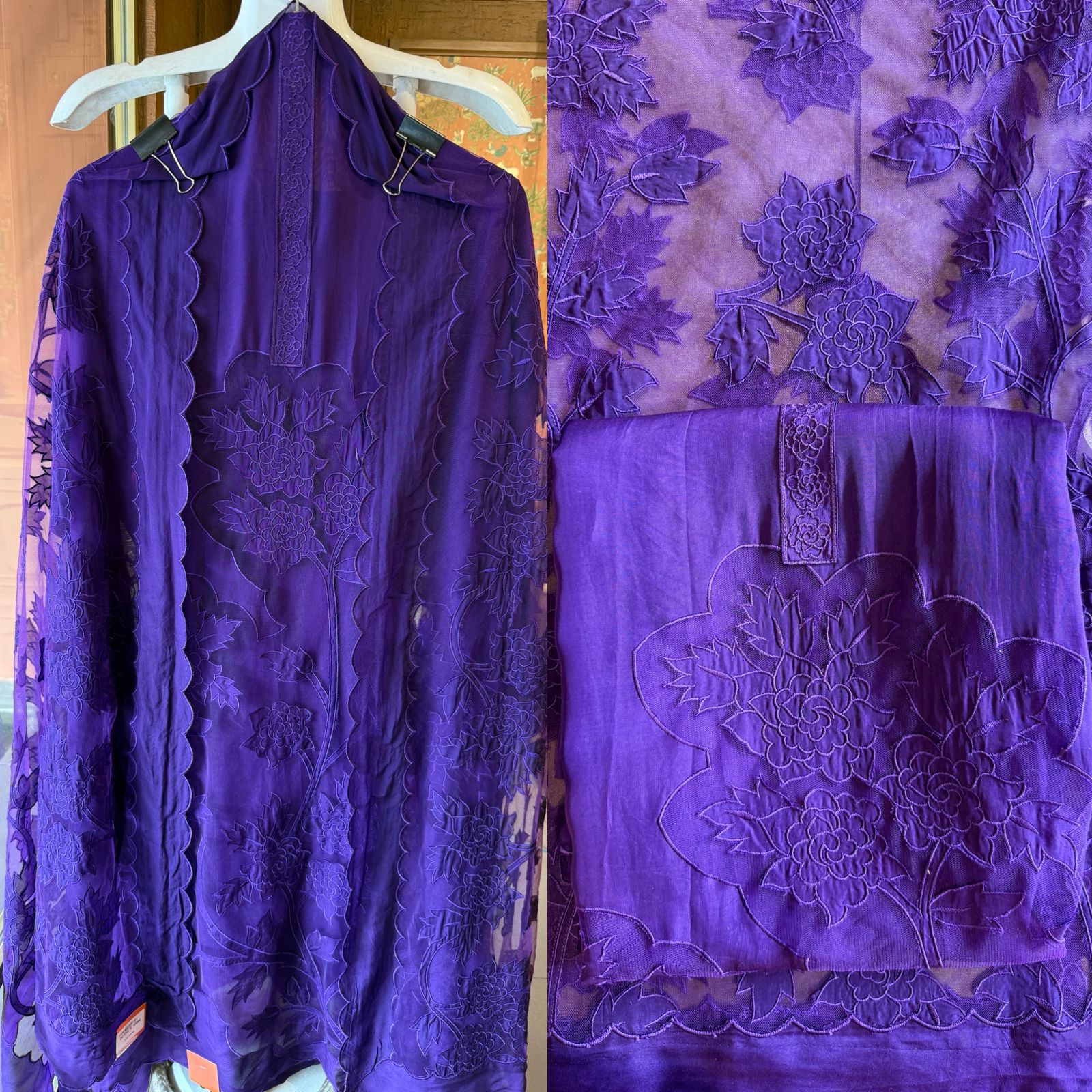 Soft organza unstitched Kurta