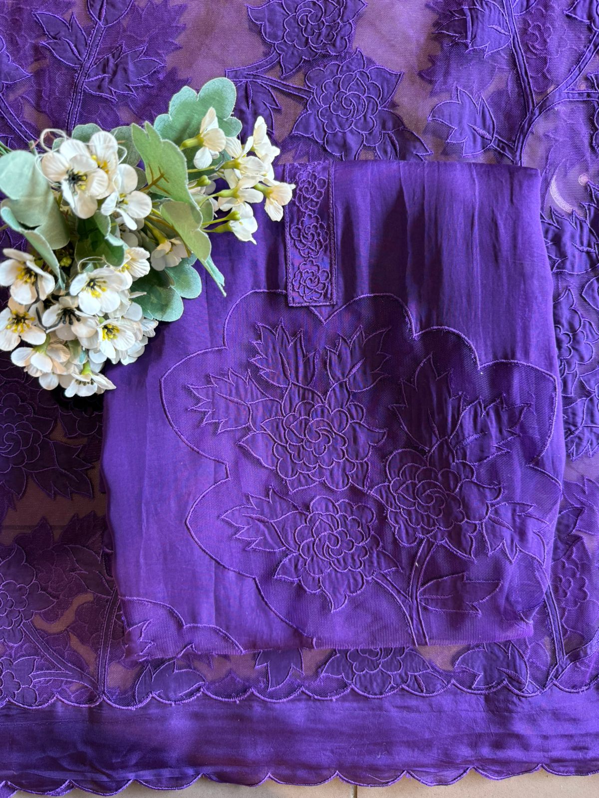 Soft organza unstitched Kurta