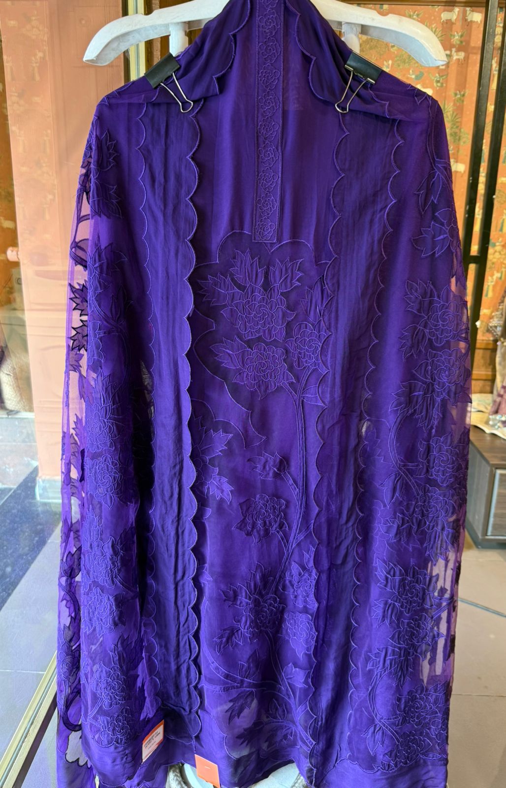 Soft organza unstitched Kurta