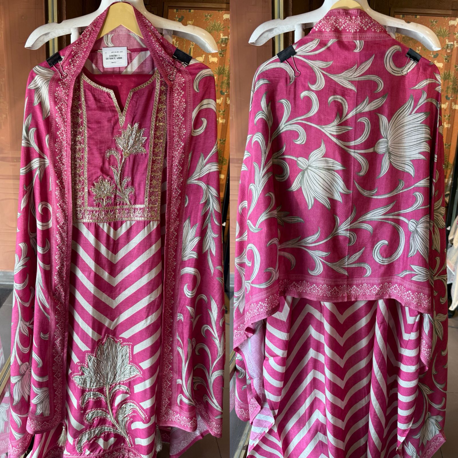 Regal Chevron Floral Opada Silk Unstitched Suit