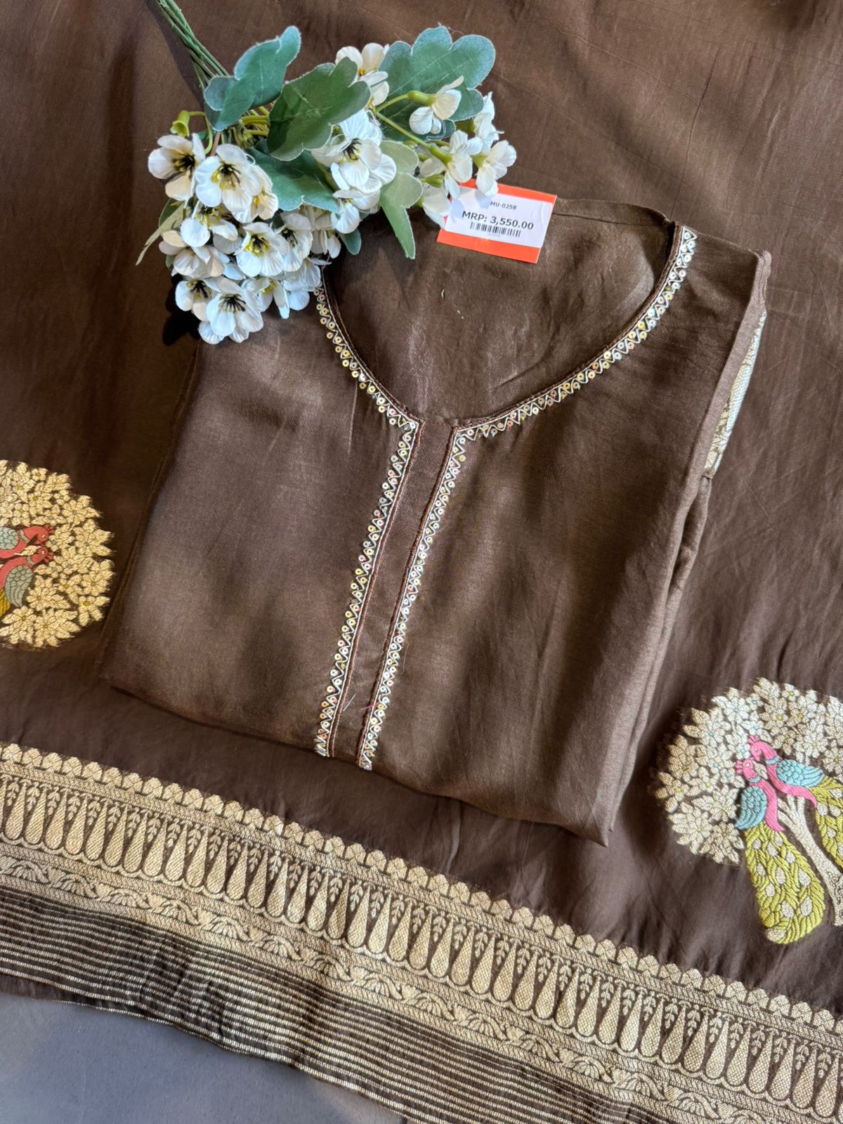 Regal Peacock Zari Silk Unstitched Suit