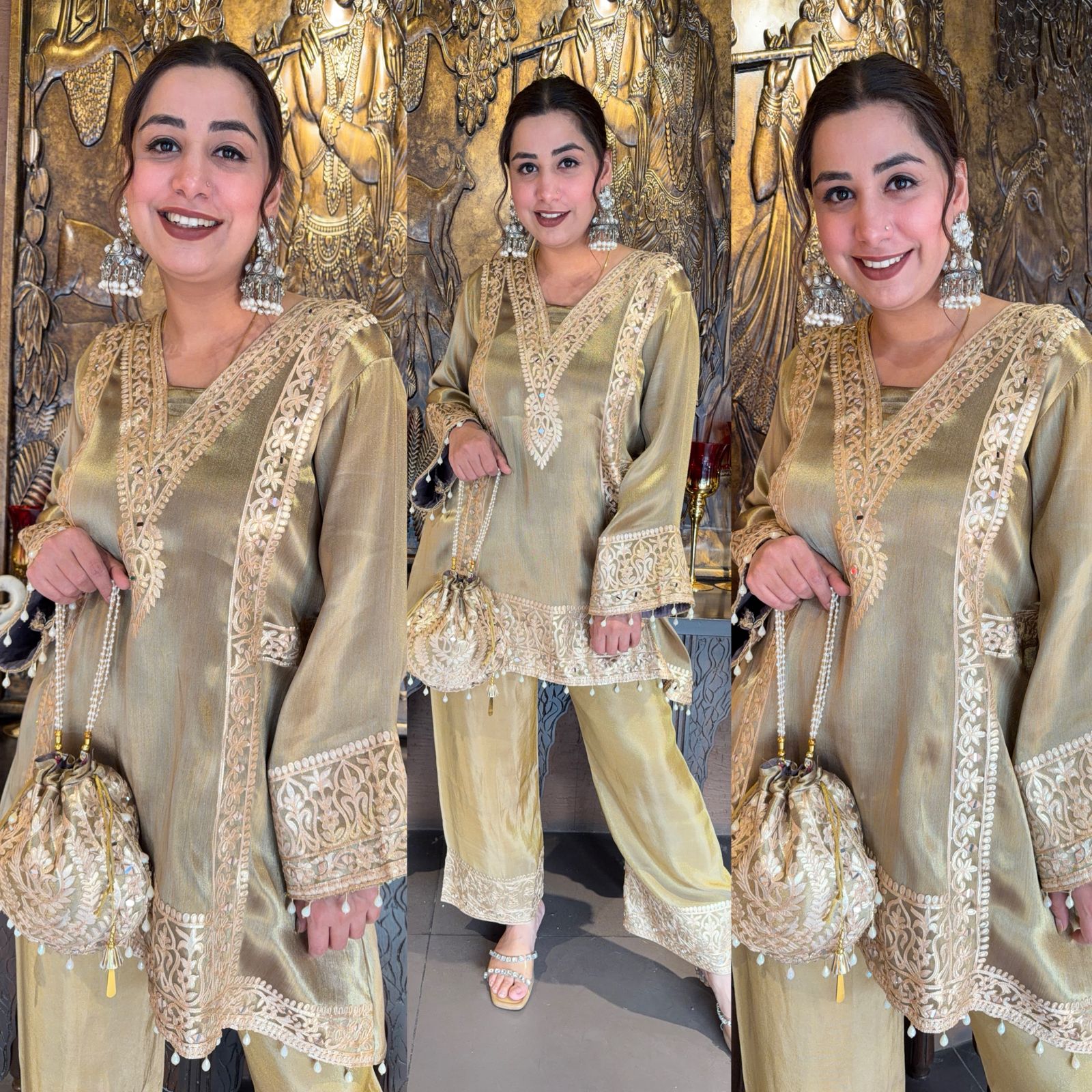 Giraffe tissue Festive Kurta Palazzo set