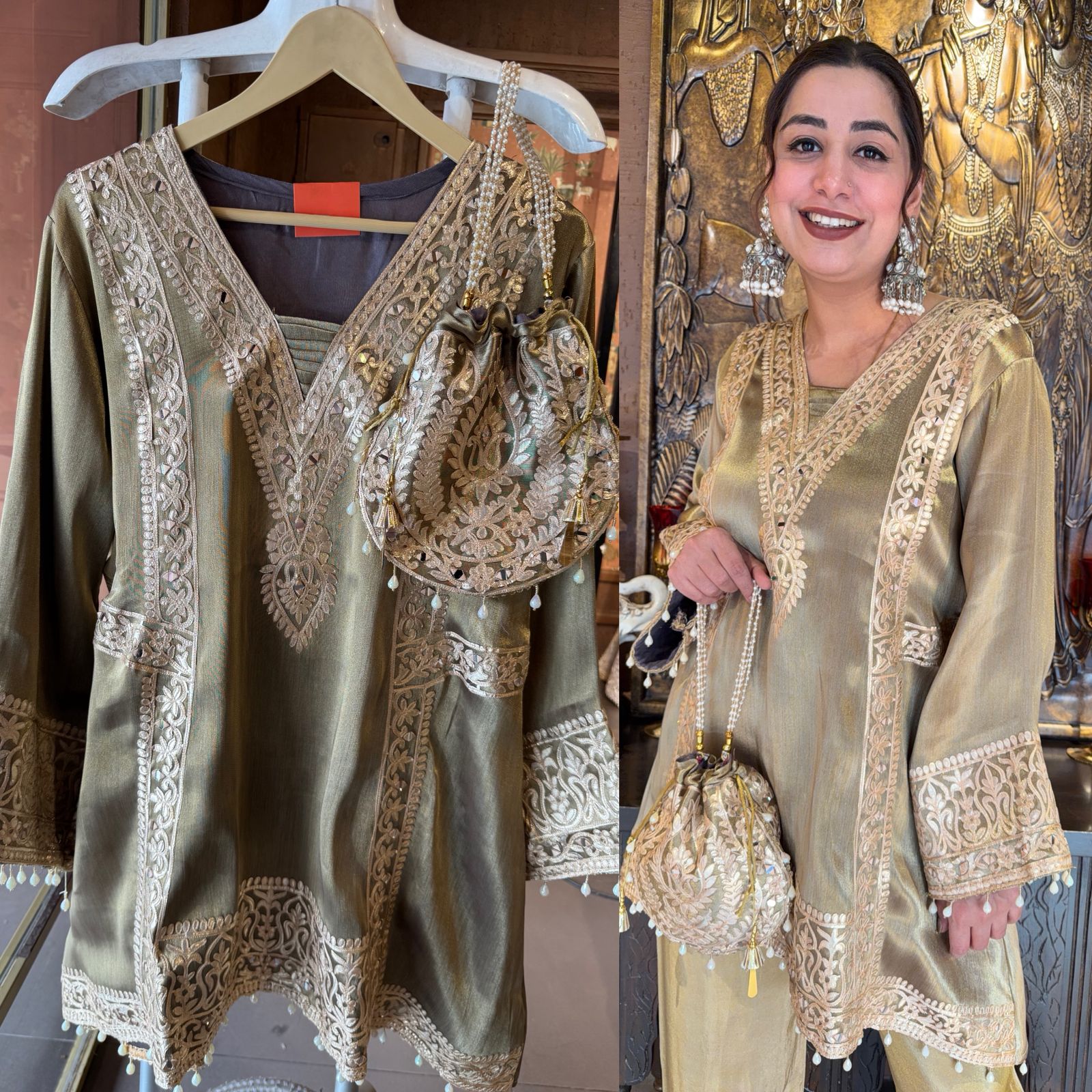 Giraffe tissue Festive Kurta Palazzo set