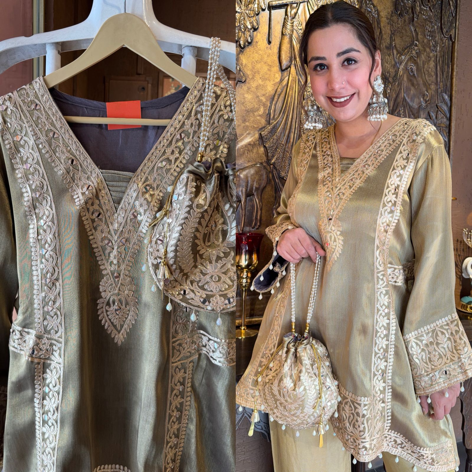 Giraffe tissue Festive Kurta Palazzo set