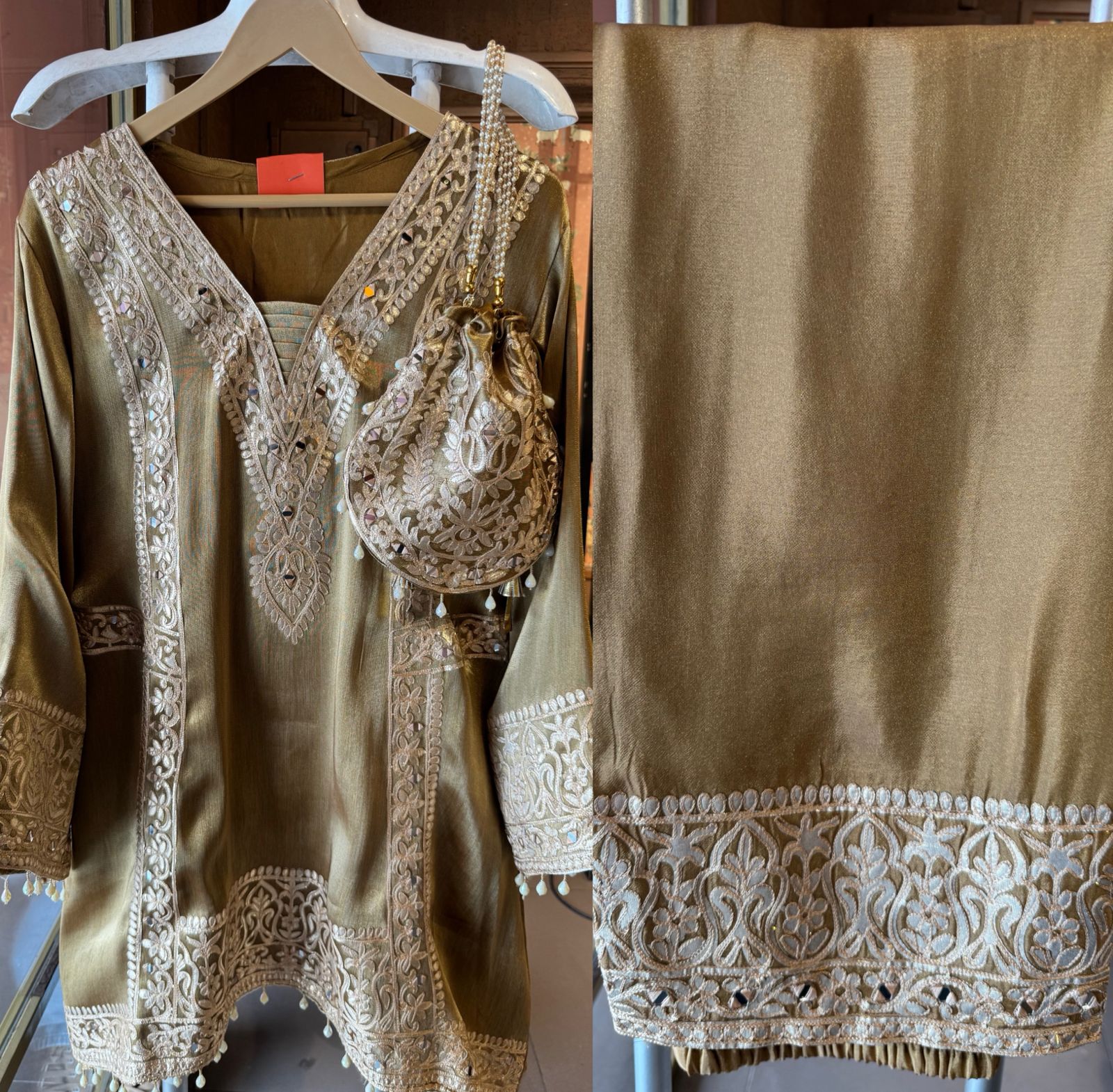 Giraffe tissue Festive Kurta Palazzo set