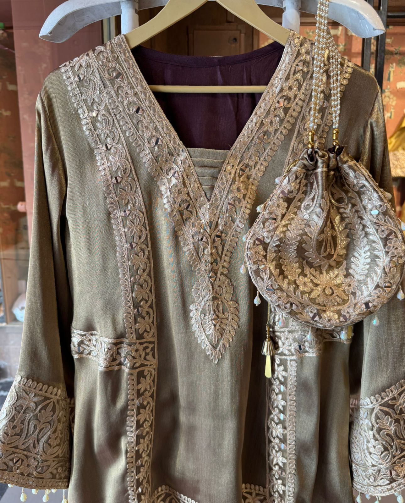 Giraffe tissue Festive Kurta Palazzo set