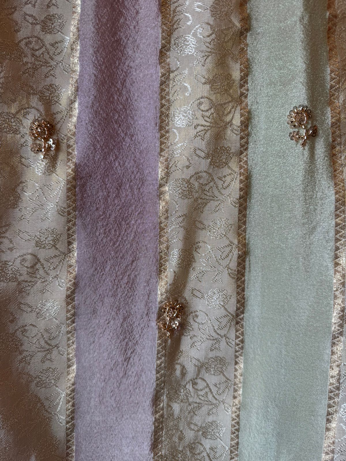 Pastel Floral Handcrafted Silk Suit