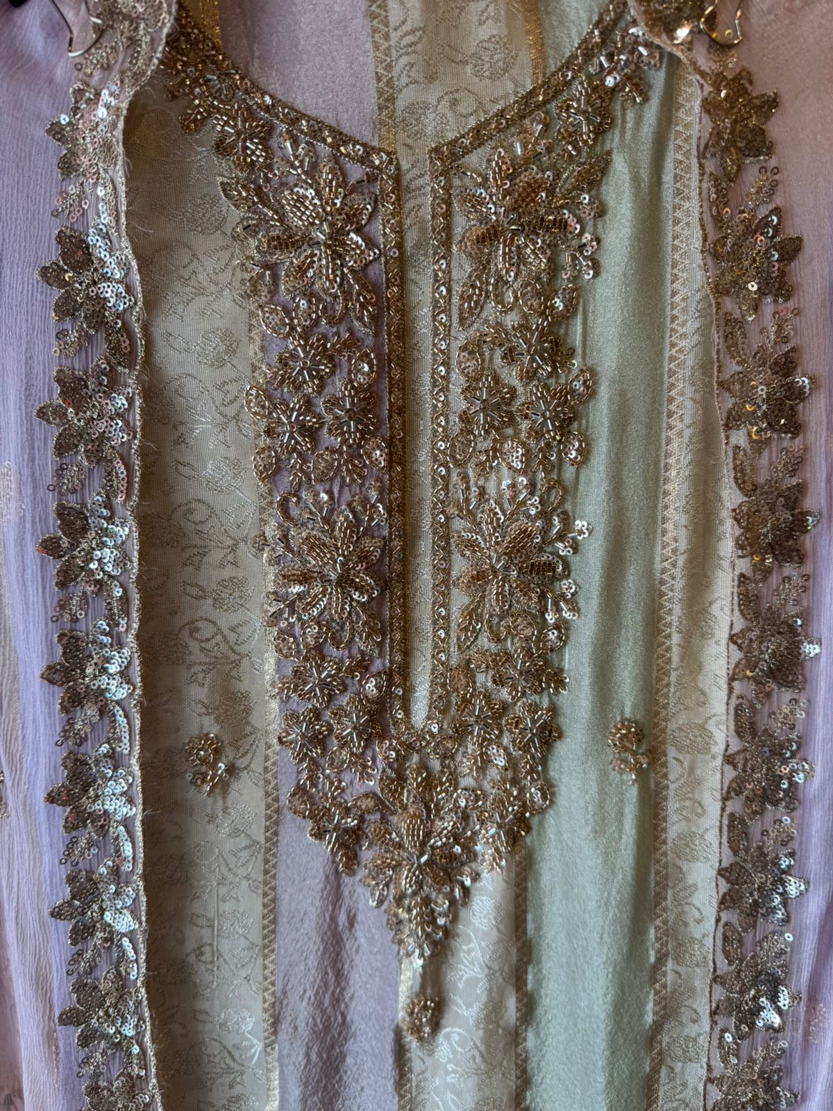 Pastel Floral Handcrafted Silk Suit