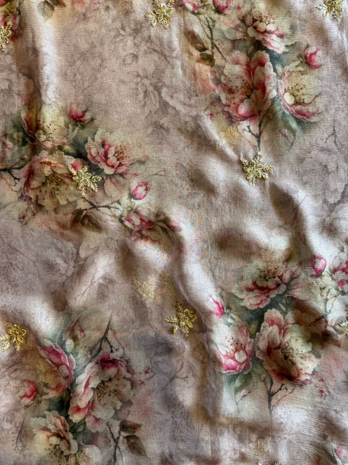 Pastel Floral Handcrafted Silk Suit