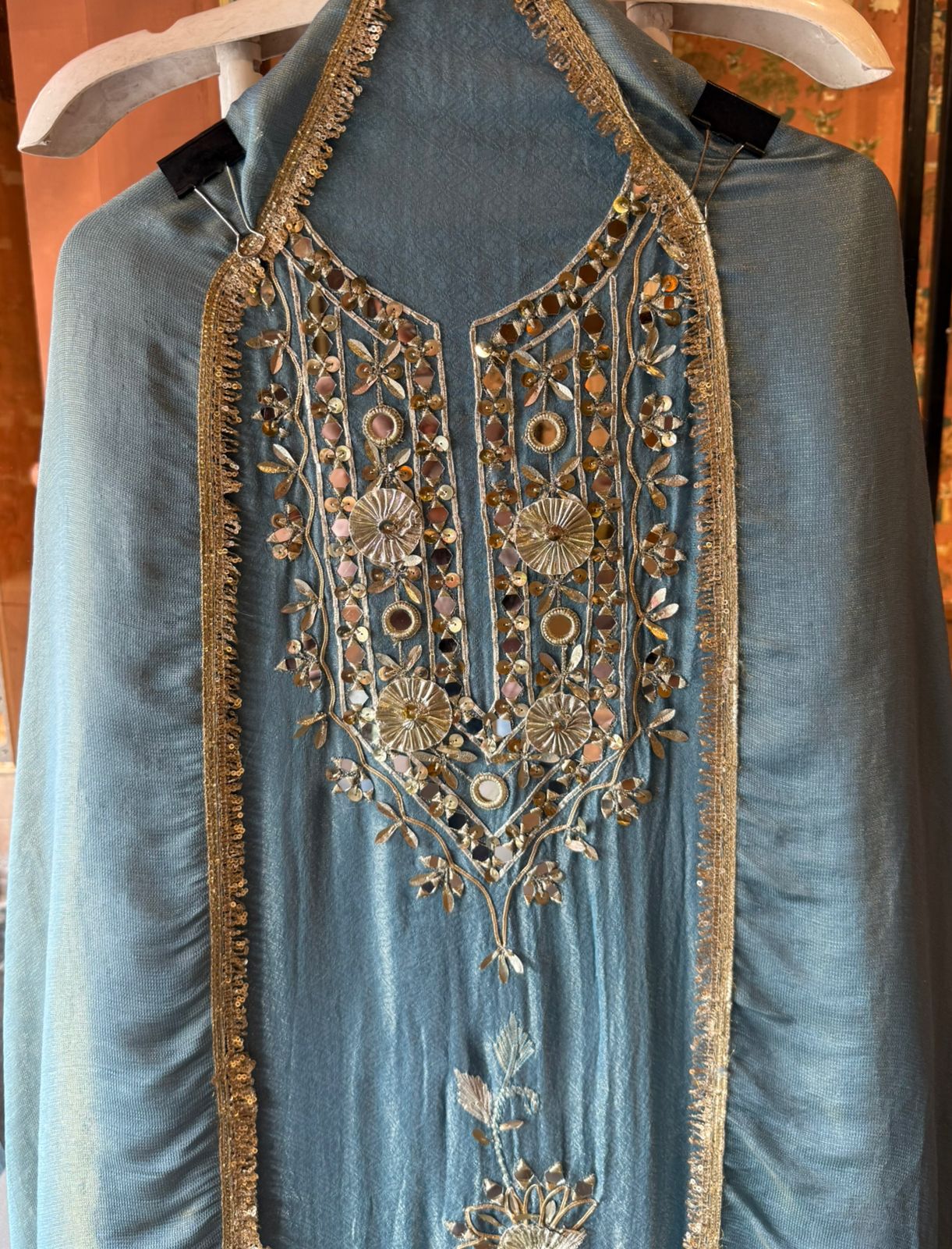 Mirror Sparkle Tissue Partywear Unstitched Suit