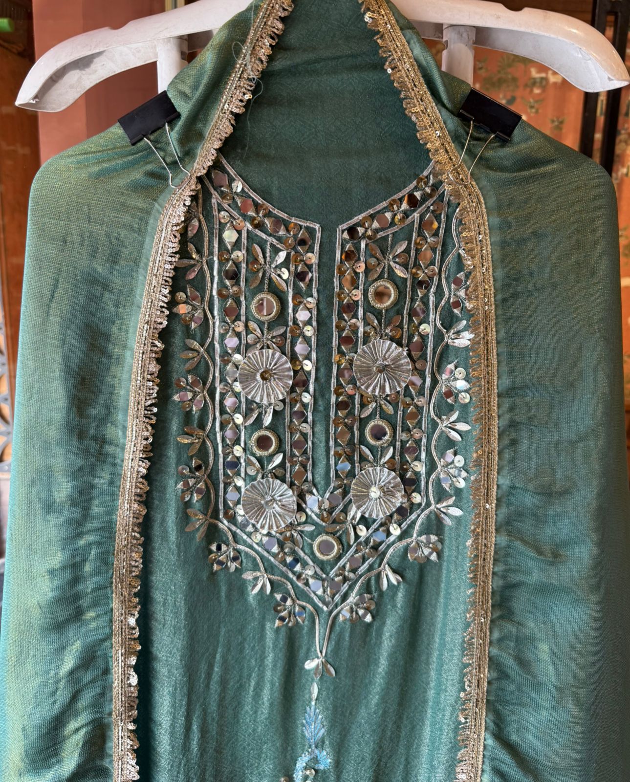 Mirror Sparkle Tissue Partywear Unstitched Suit