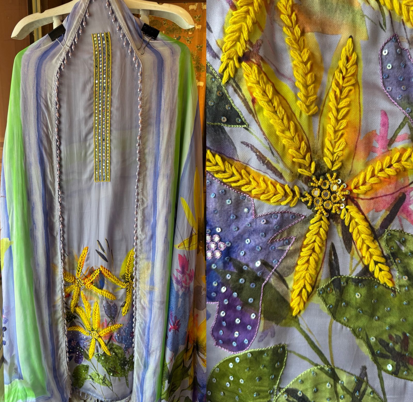 Pure soft organza shirt with very high quality digital