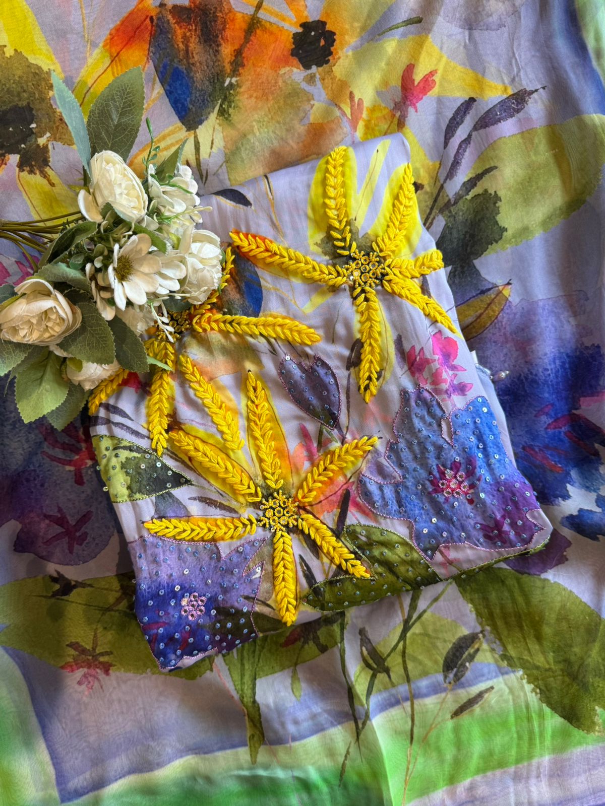 Pure soft organza shirt with very high quality digital