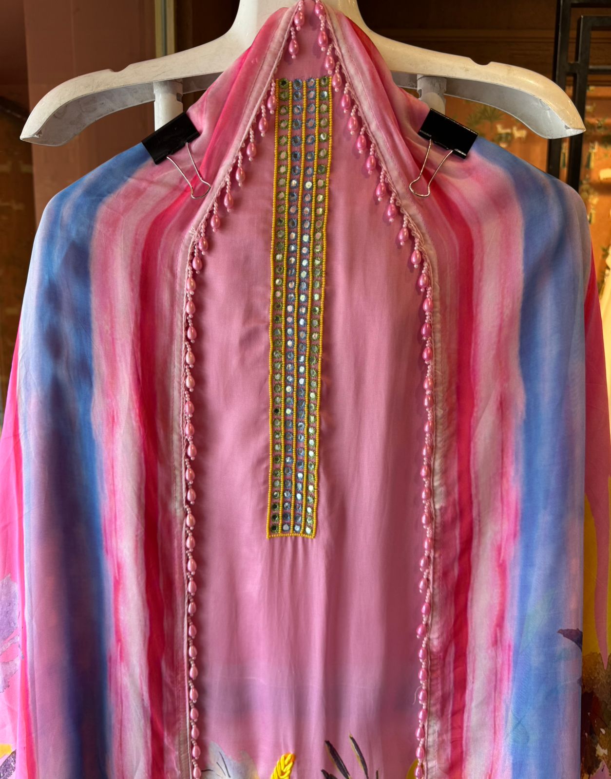 Pure soft organza shirt with very high quality digital