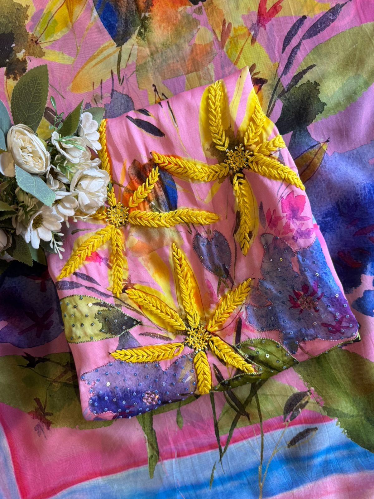 Pure soft organza shirt with very high quality digital