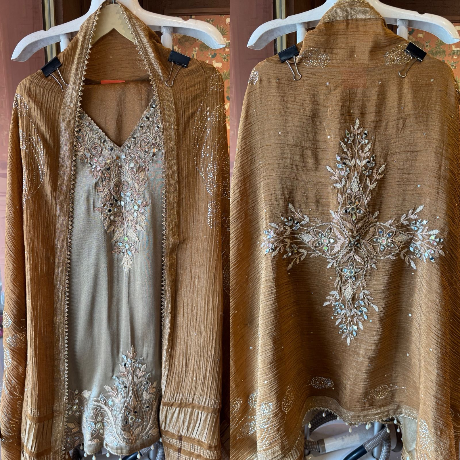 Beautiful ethnic Stitched Set with antique gold