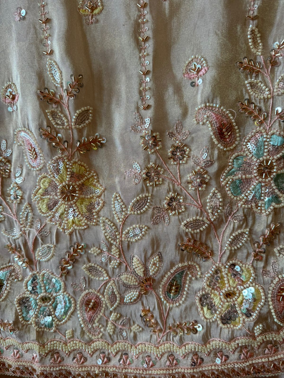 Pure Tissue Pakistani Handwork Unstitched Suit