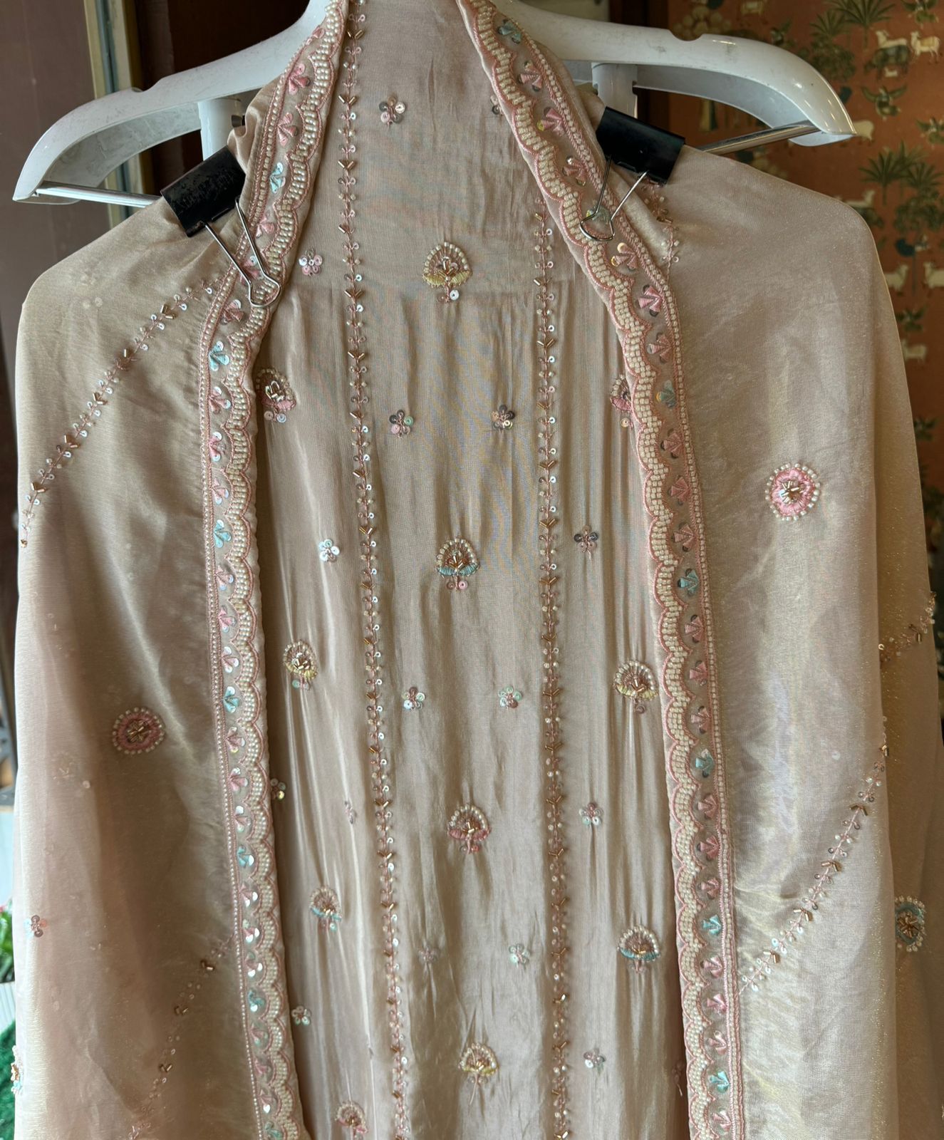 Pure Tissue Pakistani Handwork Unstitched Suit