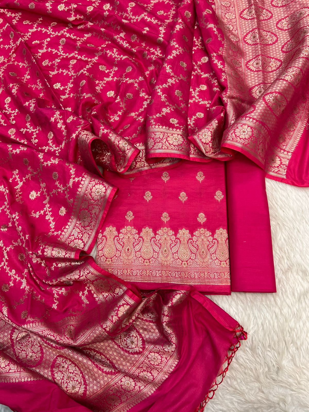 BANARASI PURE CHINIYA SILK MINA ZARI WEAVING SUITS