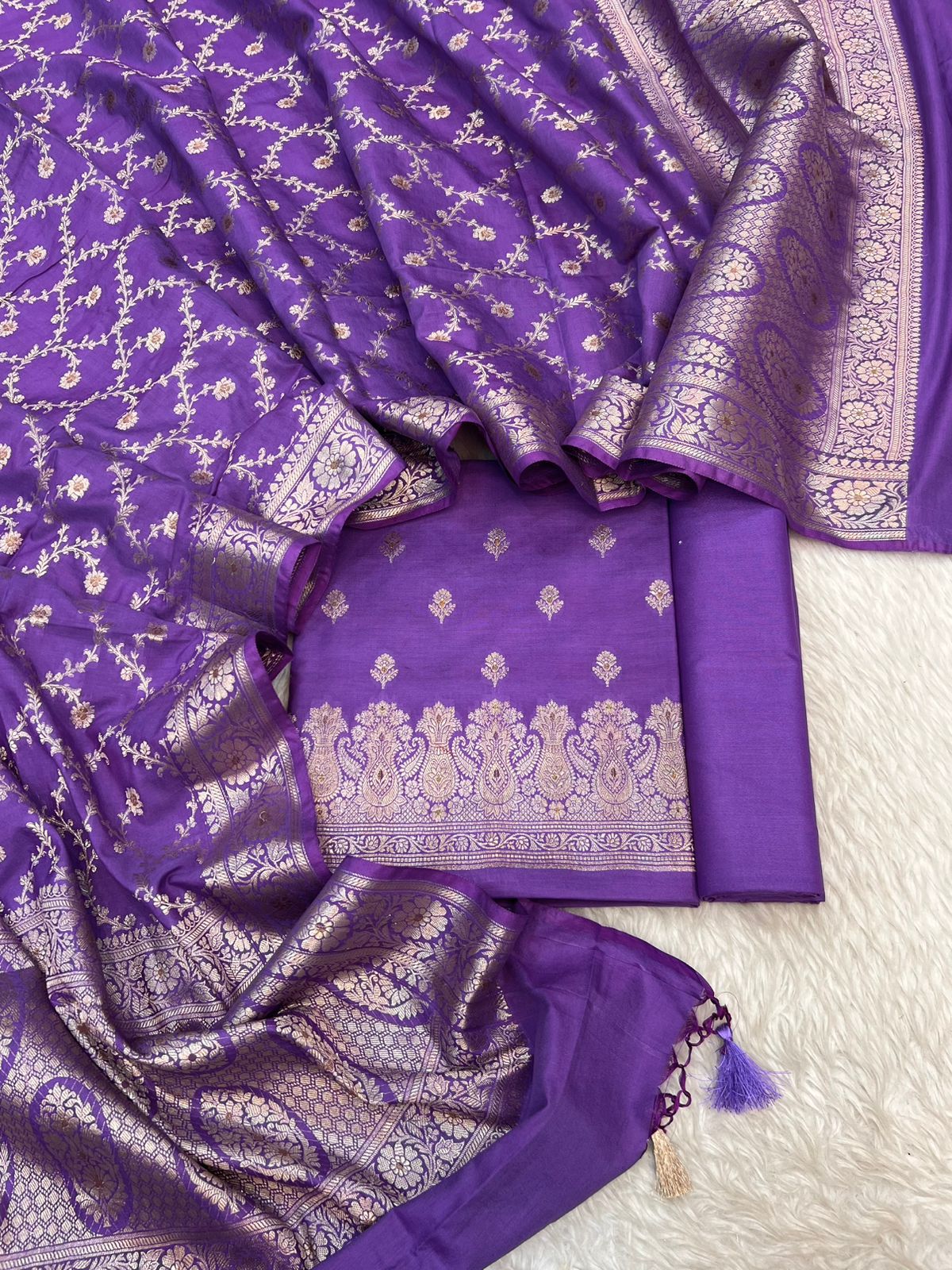 BANARASI PURE CHINIYA SILK MINA ZARI WEAVING SUITS