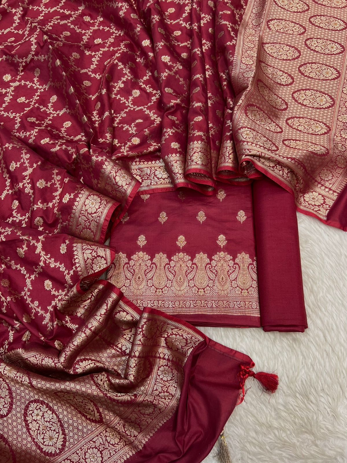 BANARASI PURE CHINIYA SILK MINA ZARI WEAVING SUITS