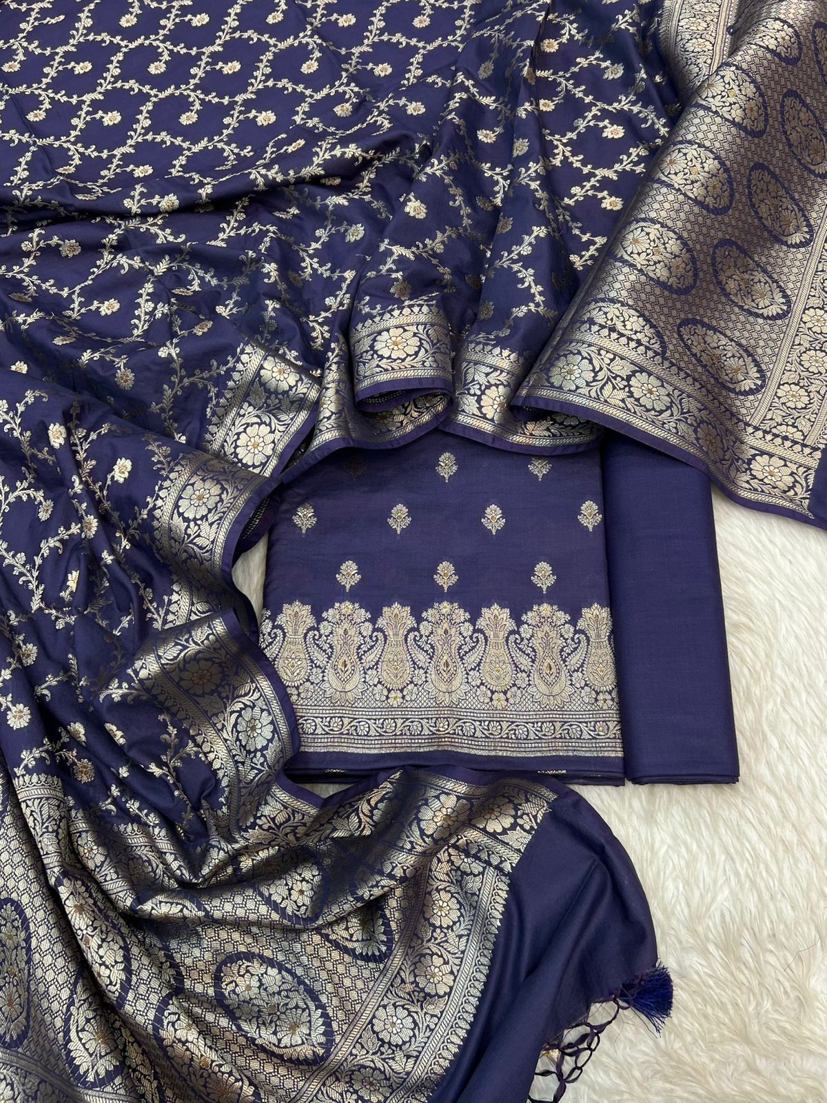 BANARASI PURE CHINIYA SILK MINA ZARI WEAVING SUITS