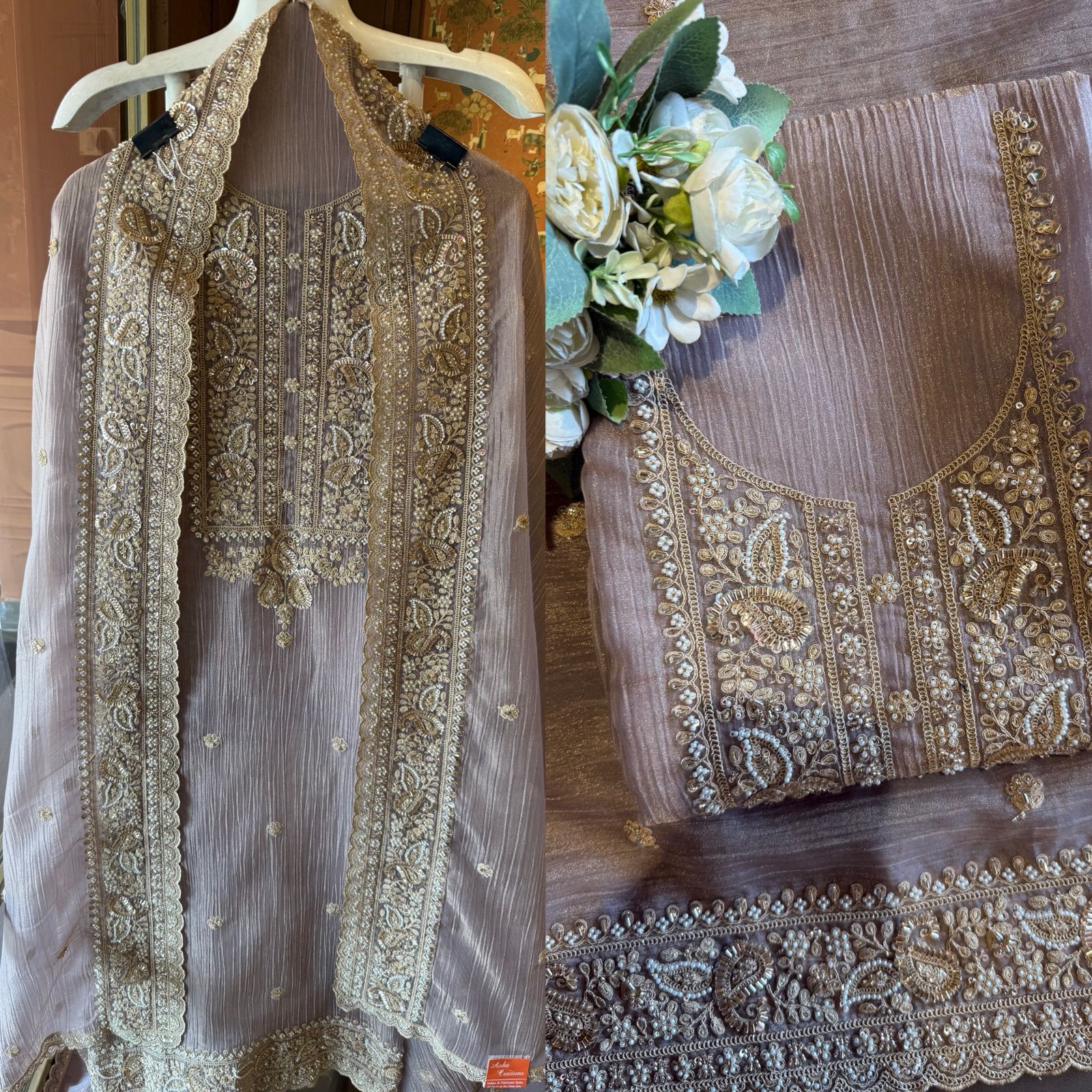 Crushed Tissue unstitched Suits