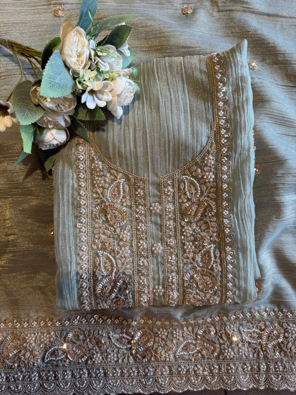 Crushed Tissue unstitched Suits