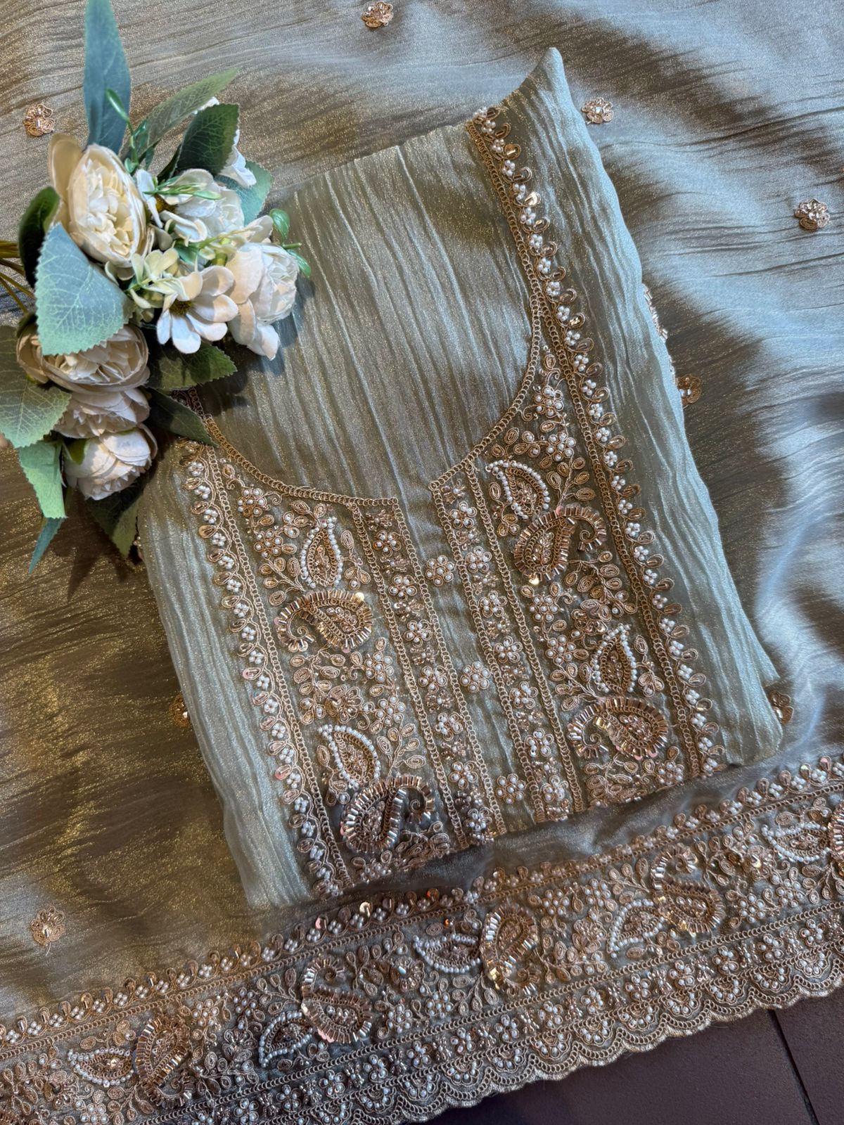 Crushed Tissue unstitched Suits